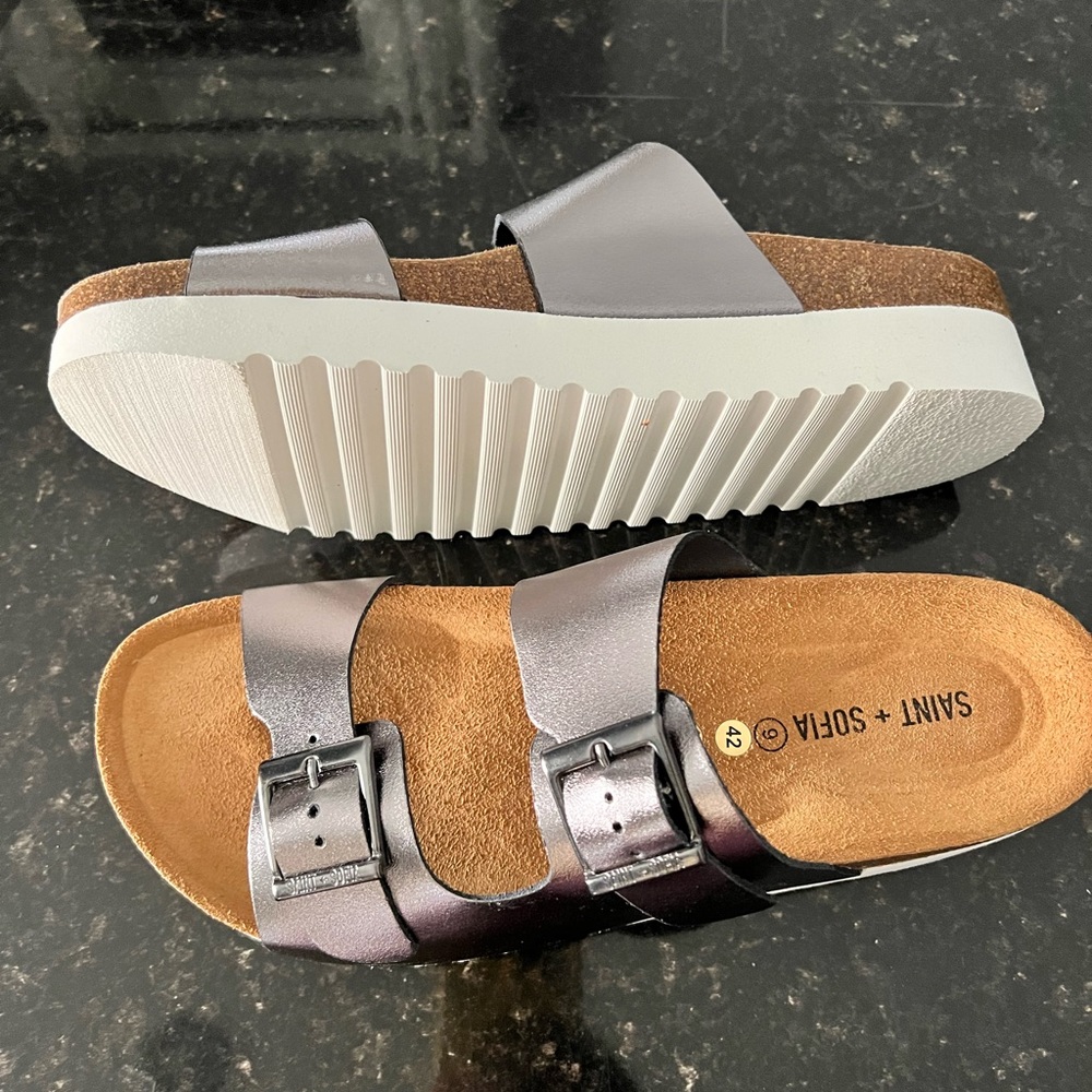 Saint and Sofia Silver leather sandals